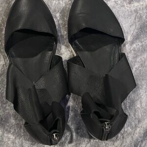 Eileen Fisher Black Leather Flats
